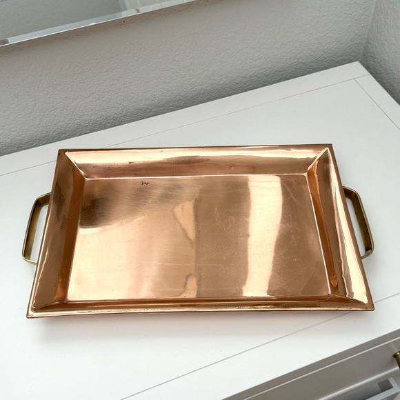 Pottery Barn Other - Pottery Barn Copper Tray With Brass Handles